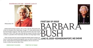 Aristocrat U S FDC Barbara Bush, First Lady,  George H. W. Bush Scott 6022 - Picture 1 of 1
