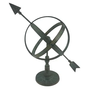 Vintage English Country Brass Verdigris Garden Armillary Sundial - Picture 1 of 10