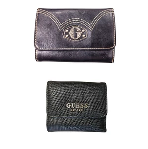 GUESS Women's Wallet Lot of 2 Black - Studded G-Logo Clutch & Compact Trifold - Picture 1 of 23