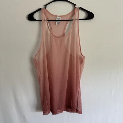CAMISETA SIN MANGAS VICTORIA SECRET SPORT ESPALDA DEPORTIVA MALLA TRANSPARENTE ROSA/MELOCOTÓN OMBRE M Foto 1 de 4