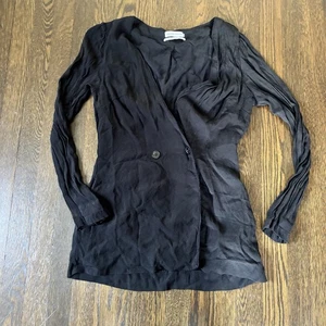 URBAN OUTFITTERS schwarze Tunika Dichterärmel Tunika Damen M Knöpfe - Bild 1 von 5