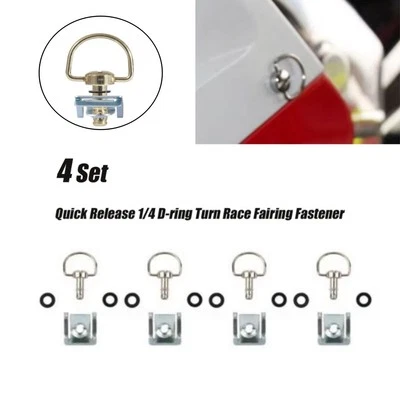 Motorcycle Race Fasteners Quick Release 1/4 Turn Fairing 17mm D-Ring Bolt 4set - Imagem 1 de 4