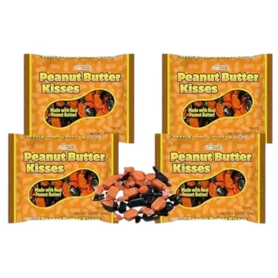 MELSTER CANDIES ( 4 Pack) Peanut Butter Kisses 3.5 oz Bags Halloween Candy
