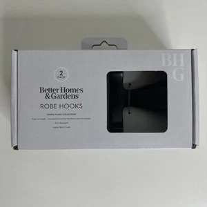 Better Homes & Gardens Simple Flare Wall Mount Robe Hook 2 Pack Matte Black - Picture 1 of 12