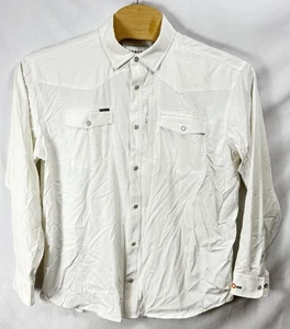 Poncho Shirt Mens Large White Regular Fit Pearl Snap Fishing Vented Shirt - Picture 1 of 9
