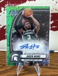 2024-25 Bowman U Chrome Jaden Akins Prospect Auto Green Shimmer Michigan St NCAA - Bild 1 von 2