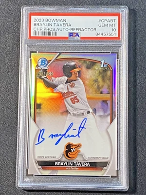 2023 Bowman Chrome BRAYLIN TAVERA 1st REFRACTOR Auto PSA 10 Autograph SP /499 - Image 1 of 2