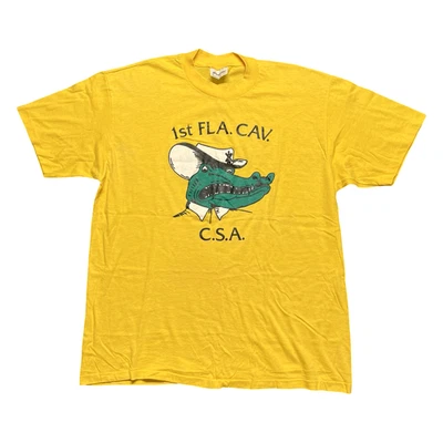 Camisa De Colección 1ª Caballería Florida Para Hombres XL Amarillo Gráfico Caimán Años 80 EE. UU. Foto 1 de 4