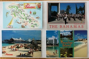 4 postales de las Bahamas; Isla Paraíso; mapa; cambio de guardia; crucero - Imagen 1 de 2