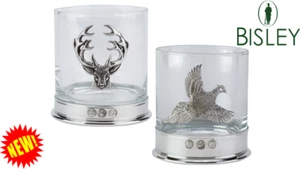 Bisley Pewter Whisky/ Whiskey Glasses With Stag or Pheasant Motif - Gift Present - Picture 1 of 4