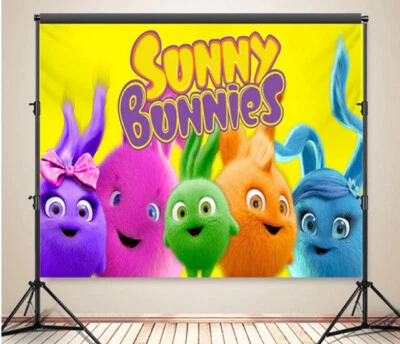 SUNNY BUNNIES Birthday Scene Setter wall mural BACKDROP 5'x3' Big Boo Hopper + - Image 1 of 2