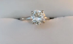 1954 VINTAGE! GIA Diamond Engagement Ring 1.83 Carat Round Cut 18k White Gold - Picture 1 of 17