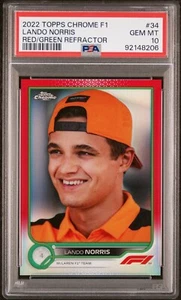 2022 Topps Chrome F1 Lando Norris #34 Red/Green Refractor SP 1:190 packs PSA 10 - Picture 1 of 2