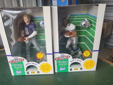 Rare 2pc Dallas Cowboys Best 12" talking figures Troy Aikman Emmitt Smith NIB Cover