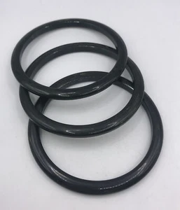Vintage Set of 3 Bakelite Bangle Bracelets Marbled Very Dark Green - Picture 1 of 6