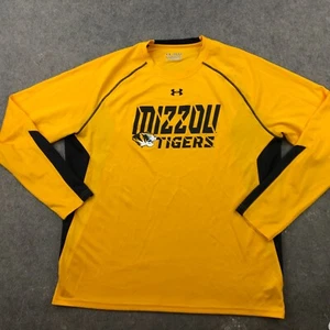 Missouri Tigers Shirt Men XL Yellow Spell Out Logo Mizzou Short Sleeve Pullover - Picture 1 of 13