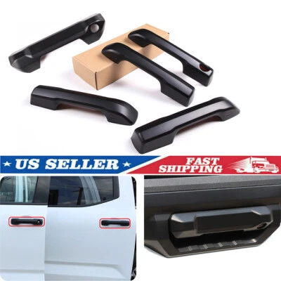 Cubierta de manija de puerta y moldura de puerta trasera negra mate 5 piezas para Toyota Tundra 2022-2024 Foto 1 de 4