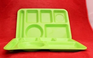 Divided Meal Tray Green Lunch Dinner Tray set of 2 School Plate Melamine Kids - Picture 1 of 4