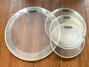 Evans Drum Head Set x 4 - Evans Clears - EQ4 22" & G2 16" 13" 12" - Free P&P ! - Picture 1 of 24