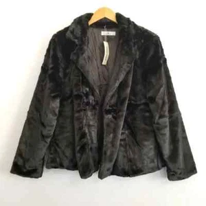 NWT Agnes Orinda Black Faux Fur Open Style Jacket Size 1X - Picture 1 of 8