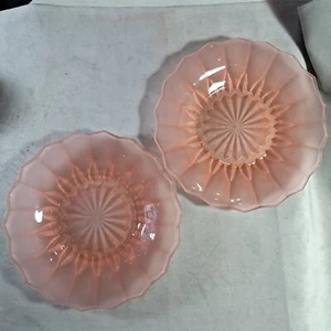 Vintage Paar rosa Milchglas Teller, ca. 20 cm, (Bagley?) - Bild 1 von 8
