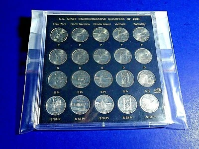 2001-P/D/S/SS STATEHOOD QUARTER SET 20-COINS BU/UNC/PROOF CAPITAL HOLDER/SEALED - Image 1 of 2