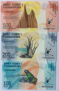 Mazuma *F831 Madagascar 2017 100,200,500 Ariary Total 3Pc (Random) Set UNC - Picture 1 of 2