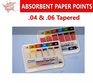 Dental Endodontic Taper .04 or .06 Absorbent Paper Points, CHOOSE SIZE, 60/pk. - Picture 1 of 1