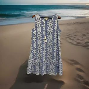 Vestido túnica borlas borlas Sail To Sable XL blanco azul bordado para mujer - Imagen 1 de 24