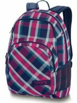 Dakine HANA 26L Navy Vivienne Plaid Water Bottle Mesh Sides Pockets Backpack - Image 1 of 3