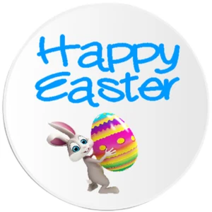 Happy Easter - 10 Pack Circle Stickers 3 Inch - Spring Cute Basket Egg - Picture 1 of 1