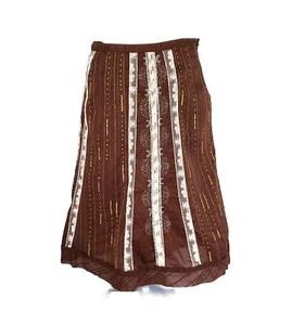 Anthropologie Future Paradise Skirt Brown Lace Sequenced Prairie Dress Boho 8 Sm - Picture 1 of 7