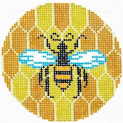 Needlepoint Handpainted Lee BJ Canvas Bee and Hive 3" - Image 1 of 4
