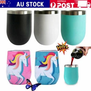 12oz Metal Stainless Steel Wine Tumbler Double Wall Insulated Cup 6J - Picture 1 of 8