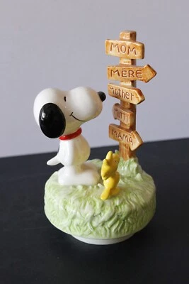 CAJA DE MÚSICA PEANUTS SNOOPY WOODSTOCK MADRES 1982 EDELWEISS SCHMID WORKS Foto 1 de 4