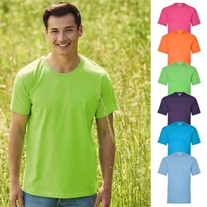 Mens Womens T-Shirt - Plain 100% Casual Cotton Crew Neck Tee Fruit of the Loom - Picture 1 of 27