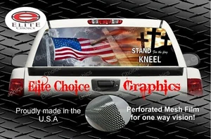 Stand For Flag Cross Mountains Rear Window Graphic Decal Sticker Truck Van SUV - Picture 1 of 3