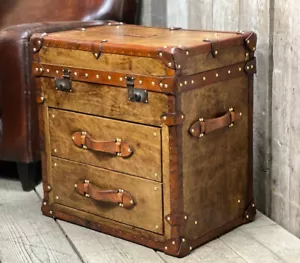Leder Kunsthandwerker Luxus Britisch Handmade Hand Gefärbt Side Tisch Raum Dekor - Bild 1 von 9