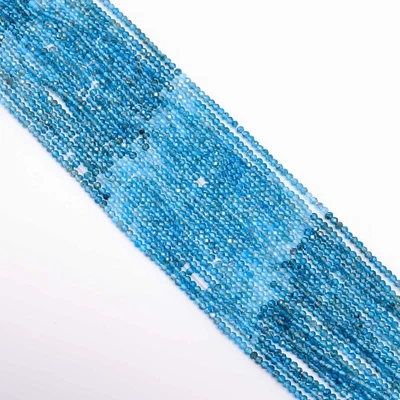 Cuentas redondas de piedras preciosas sombreadas 100 % naturales azul apatita 2 mm hilo 12,5" UGB116 Foto 1 de 2