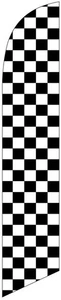 Black and White Checkered Feather Banner Swooper Flag - NO WIND REQUIRED -... - Picture 1 of 4