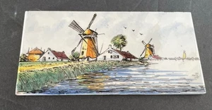 Antique Handpainted Colorfull Delft Tile Windmill Ceramic Holland Gouda - Picture 1 of 5