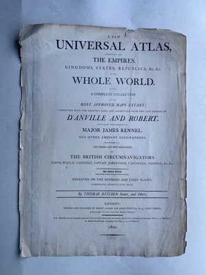 1800 Laurie & Whittle “A New Universal Atlas” Title Page 21x15″ Antique Print - Image 1 of 4