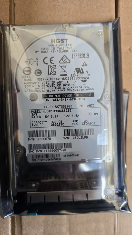 DELL HGST 900GB 0B27976 12Gb/s 128MB 512n 2.5" SAS 0 Hours HDD HUC101890CSS200 - Image 1 of 1