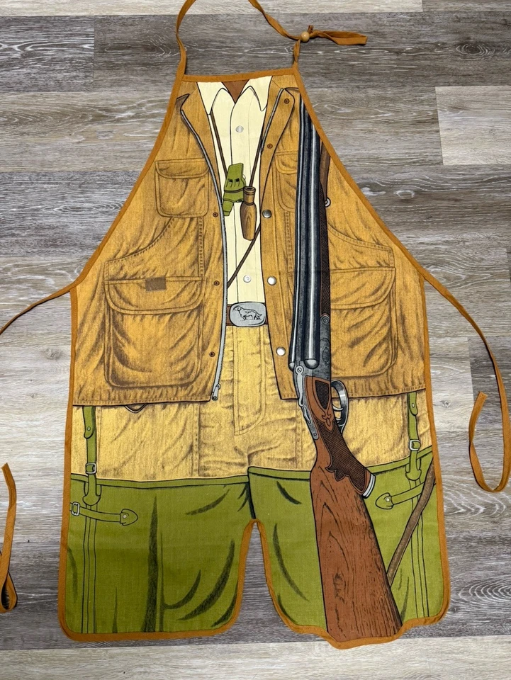 Delantal de cocina de colección Duck Hunter barbacoa novedad babero salamandra 1986 RARO USADO EN EXCELENTE ESTADO Foto 1 de 4