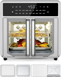 Air Fryer French Door Oven,15.8 Qt Toaster Oven Countertop Combo,18 Silver - Picture 1 of 6