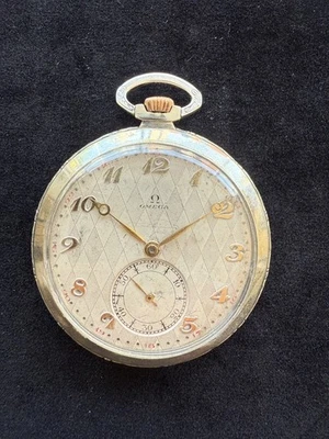 1920s Vintage Omega Pocket Watch Sterling Silver 48mm Case Tapestry Dial - Image 1 of 4