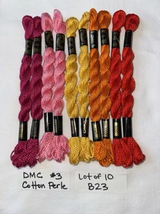 Lot of 10 DMC Cotton Perle #3 Pearl BRIGHTS Embroidery Floss 15m/16.4y/5g ea B23 - Picture 1 of 3