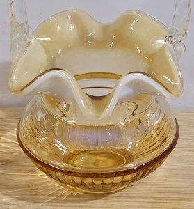 Cesta Fenton Art Glass arena seda opalescente Adam's Rib 2006 #8133 AO - Imagen 1 de 12