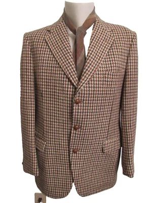 Casaco esportivo Harris Tweed Dunn & Co masculino blazer de lã escocês Houndstooth e gravata M - Imagem 1 de 4