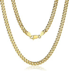 Collana catena italiana oro massiccio 18 kt oltre argento sterling 925 lunghezza 16 pollici  - Foto 1 di 9